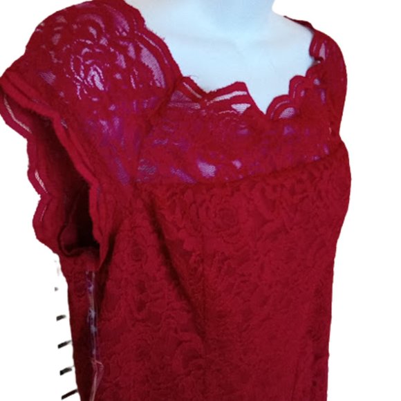 LE CHATEAU Red Stretch Lace OveralyDress Size XXL NEW NWT - Picture 2 of 6